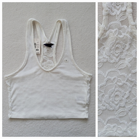 Aeropostale | Crop Halter Lace Back Top NEW Ladies Small Cream - Picture 14 of 14